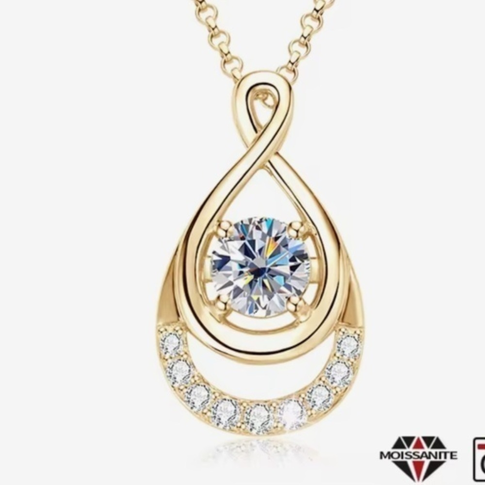 New 14k Gold 1.5 Carat Diamond (Moissanite) Pendant Necklace